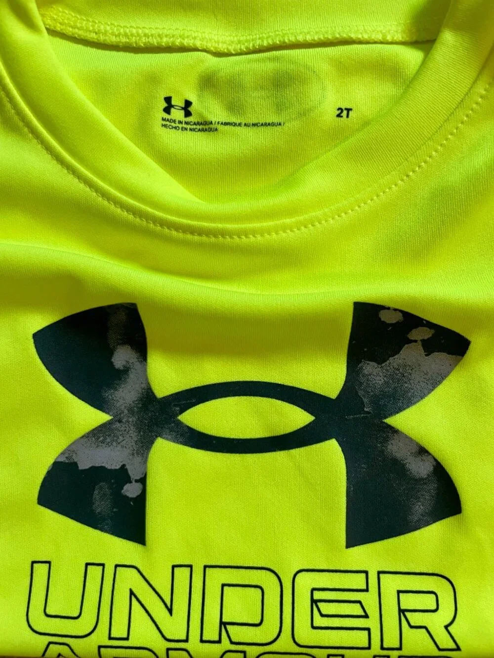 Under Armour Toddler Boys UA Tech Big Logo Graphic Tee Hi-Vis Yellow 2T NWT